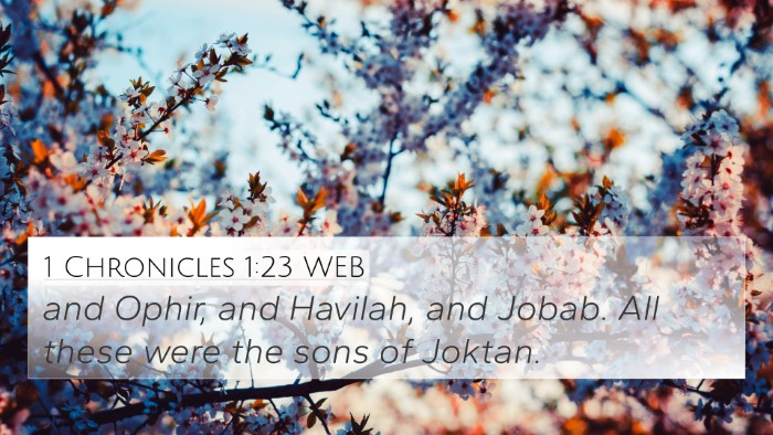 1 Chronicles 1:23 WEB 4K Wallpaper - and Ophir, and Havilah, and Jobab. All these were - 4K Wallpaper Bible Verse