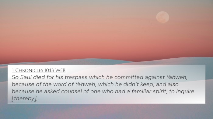1 Chronicles 10:13 WEB Bible Verse Image