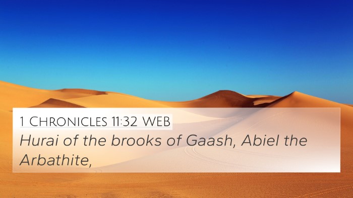 1 Chronicles 11:32 WEB 4K Wallpaper - Hurai of the brooks of Gaash, Abiel the - 4K Wallpaper Bible Verse