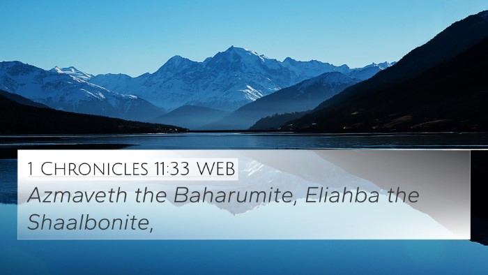 1 Chronicles 11:33 WEB Bible Verse Image