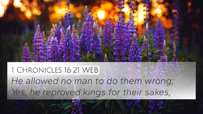 1 Chronicles 16:21 WEB Bible Verse Image
