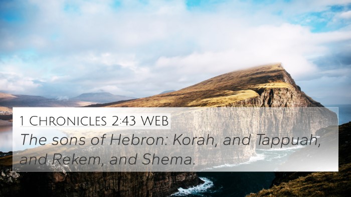1 Chronicles 2:43 WEB 4K Wallpaper - The sons of Hebron: Korah, and Tappuah, and - 4K Wallpaper Bible Verse