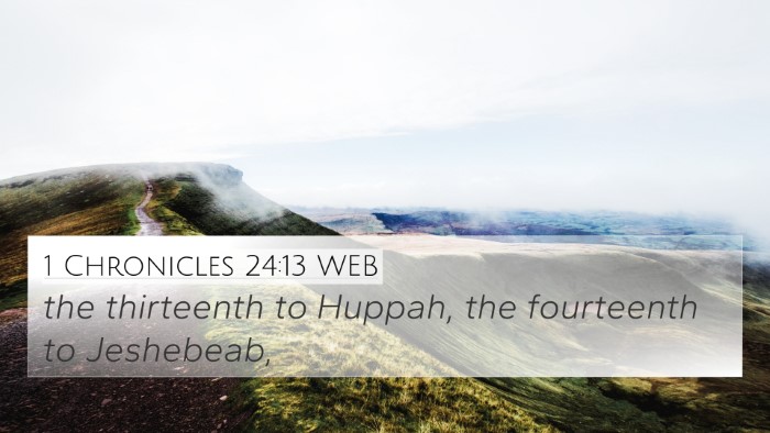 1 Chronicles 24:13 WEB 4K Wallpaper - the thirteenth to Huppah, the fourteenth to - 4K Wallpaper Bible Verse