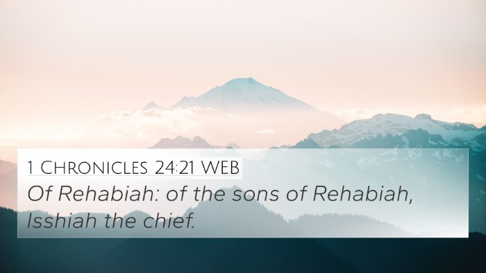 1 Chronicles 24:21 WEB 4K Wallpaper - Of Rehabiah: of the sons of Rehabiah, Isshiah the - 4K Wallpaper Bible Verse