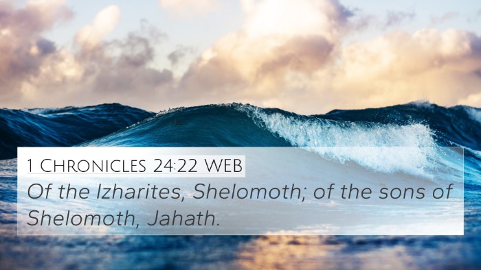 1 Chronicles 24:22 WEB 4K Wallpaper - Of the Izharites, Shelomoth; of the sons of - 4K Wallpaper Bible Verse