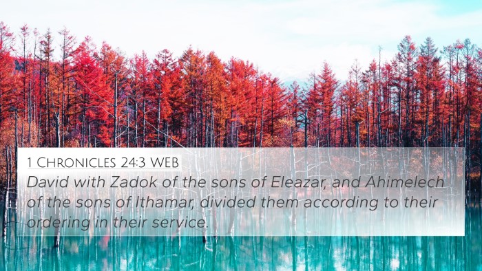 1 Chronicles 24:3 WEB 4K Wallpaper - David with Zadok of the sons of Eleazar, and - 4K Wallpaper Bible Verse