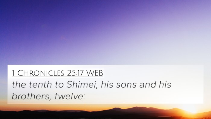 1 Chronicles 25:17 WEB 4K Wallpaper - the tenth to Shimei, his sons and his brothers, - 4K Wallpaper Bible Verse
