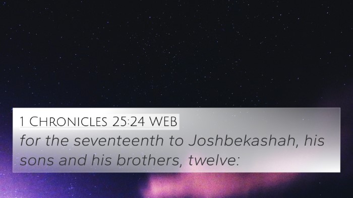 1 Chronicles 25:24 WEB 4K Wallpaper - for the seventeenth to Joshbekashah, his sons and - 4K Wallpaper Bible Verse