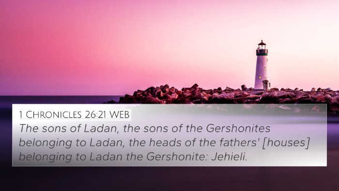 1 Chronicles 26:21 WEB 4K Wallpaper - The sons of Ladan, the sons of the Gershonites - 4K Wallpaper Bible Verse
