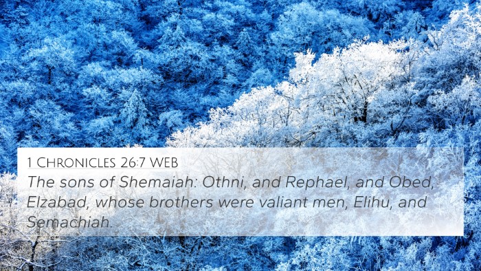 1 Chronicles 26:7 WEB 4K Wallpaper - The sons of Shemaiah: Othni, and Rephael, and - 4K Wallpaper Bible Verse