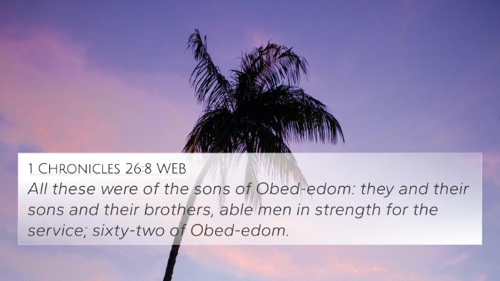 1 Chronicles 26:8 WEB 4K Wallpaper - All these were of the sons of Obed-edom: they and - 4K Wallpaper Bible Verse