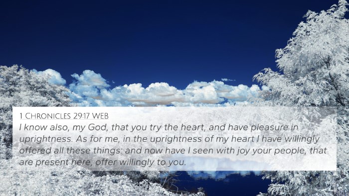 1 Chronicles 29:17 WEB Bible Verse Image