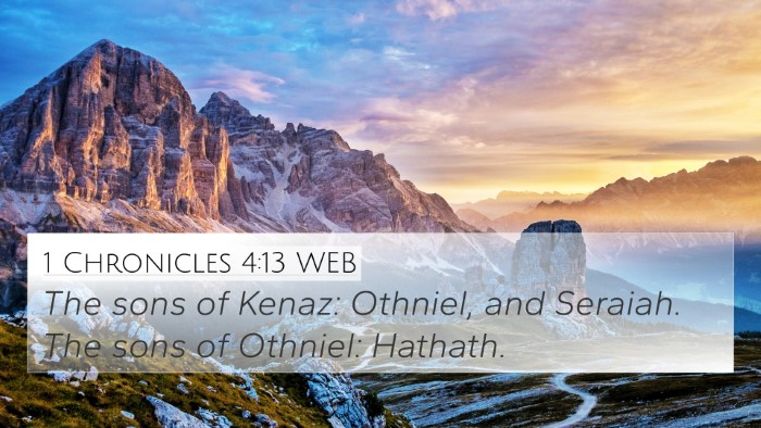 1 Chronicles 4:13 WEB 4K Wallpaper - The sons of Kenaz: Othniel, and Seraiah. The sons - 4K Wallpaper Bible Verse
