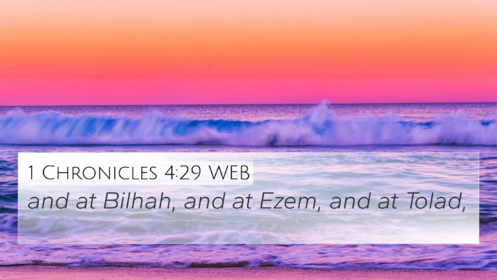 1 Chronicles 4:29 WEB Bible Verse Image
