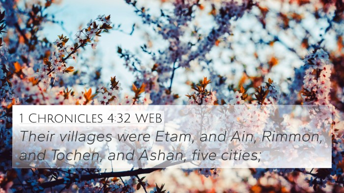 1 Chronicles 4:32 WEB Bible Verse Image