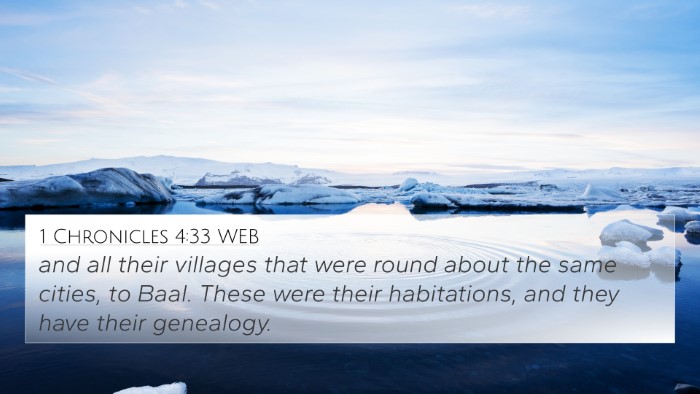 1 Chronicles 4:33 WEB Bible Verse Image