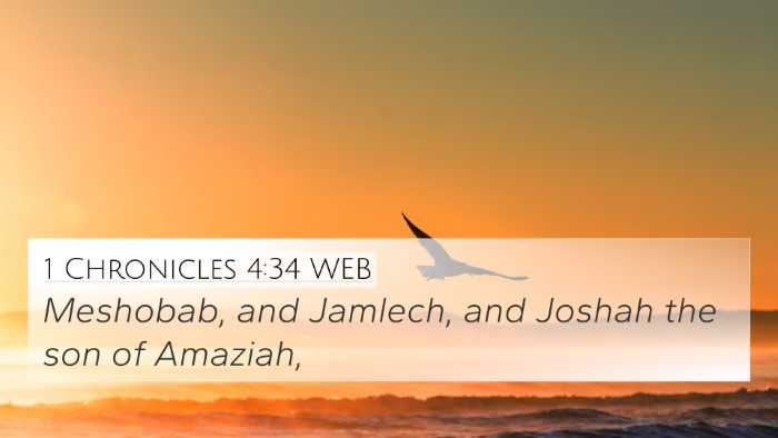 1 Chronicles 4:34 WEB Bible Verse Image
