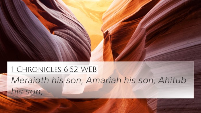 1 Chronicles 6:52 WEB 4K Wallpaper - Meraioth his son, Amariah his son, Ahitub his - 4K Wallpaper Bible Verse