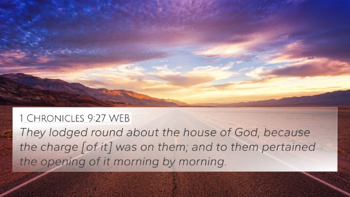 1 Chronicles 9:27 WEB Bible Verse Image