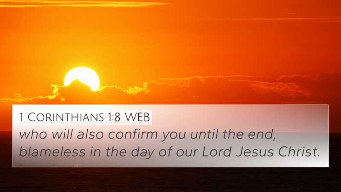 1 Corinthians 1:8 WEB Bible Verse Image