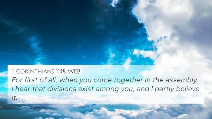 1 Corinthians 11:18 WEB Bible Verse Image