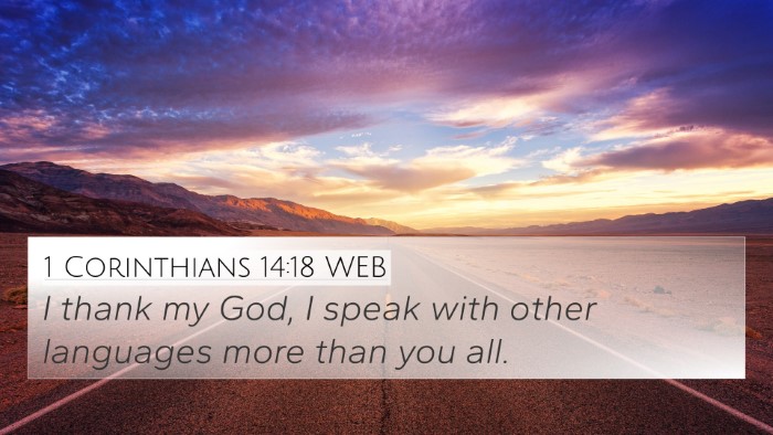 1 Corinthians 14:18 WEB Bible Verse Image