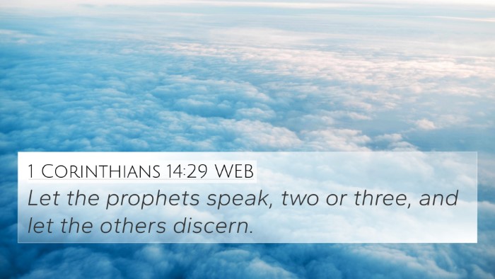 1 Corinthians 14:29 WEB Bible Verse Image