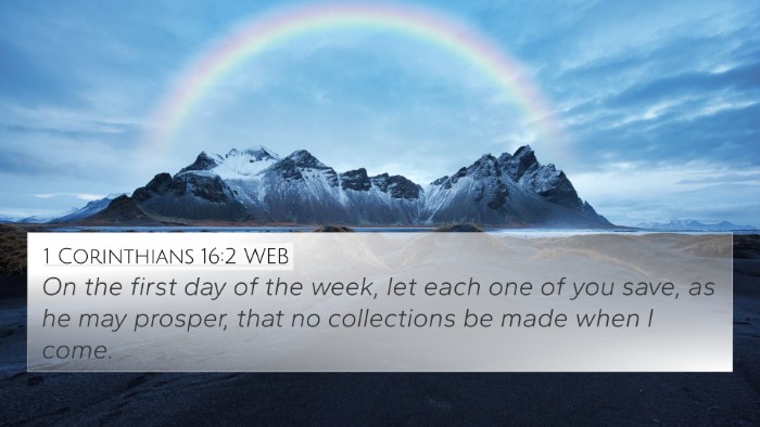 1 Corinthians 16:2 WEB Bible Verse Image
