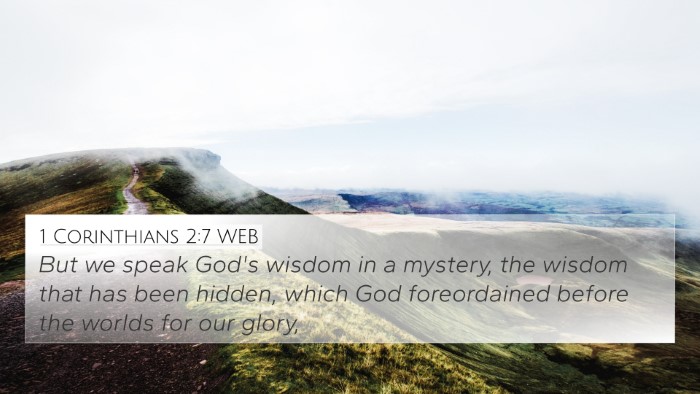 1 Corinthians 2:7 WEB Bible Verse Image