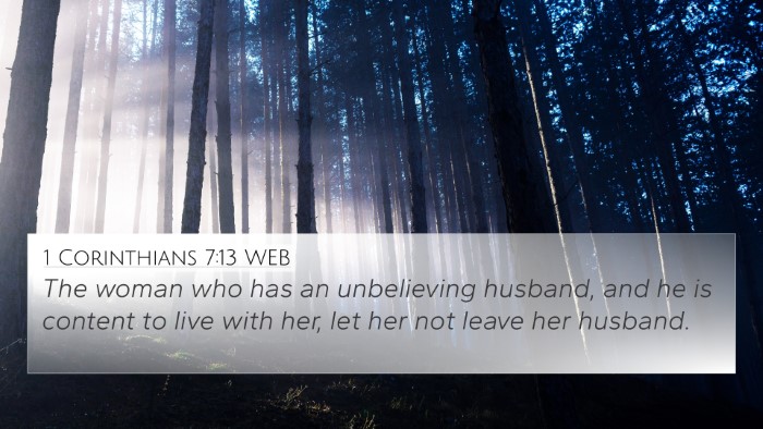 1 Corinthians 7:13 WEB Bible Verse Image