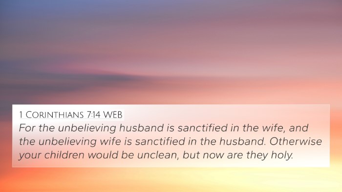 1 Corinthians 7:14 WEB Bible Verse Image