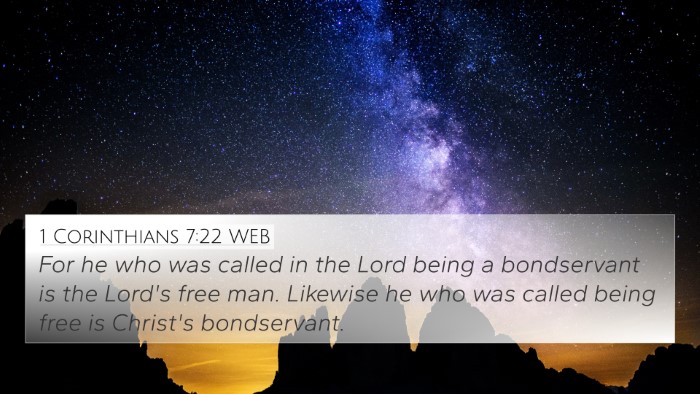 1 Corinthians 7:22 WEB Bible Verse Image