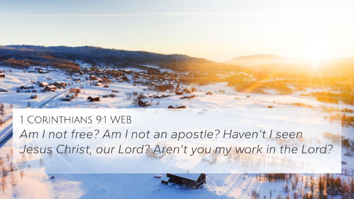 1 Corinthians 9:1 WEB Bible Verse Image