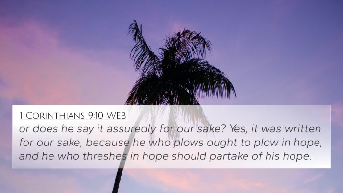 1 Corinthians 9:10 WEB Bible Verse Image