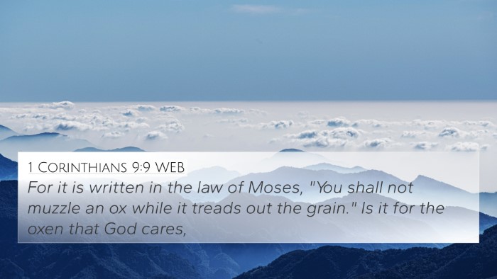 1 Corinthians 9:9 WEB Bible Verse Image