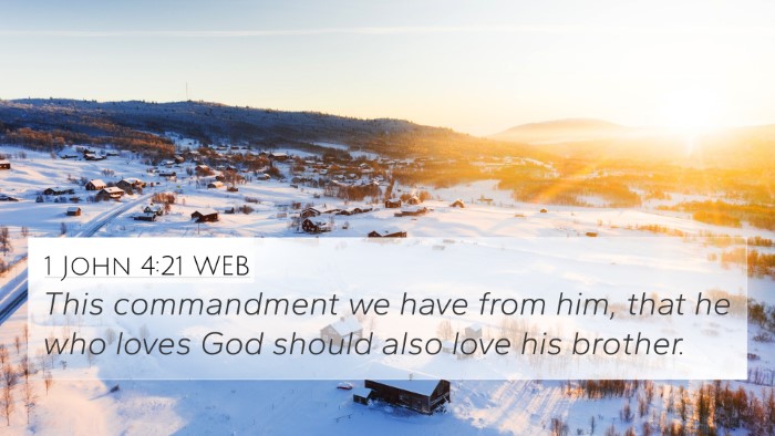 1 John 4:21 WEB Bible Verse Image