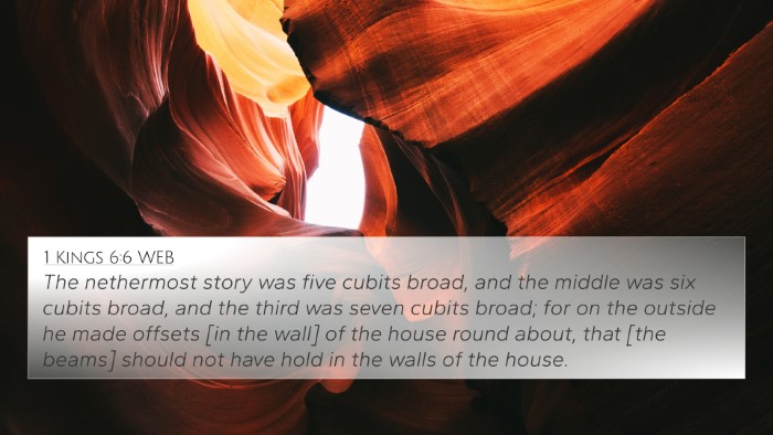 1 Kings 6:6 WEB 4K Wallpaper - The nethermost story was five cubits broad, and - 4K Wallpaper Bible Verse