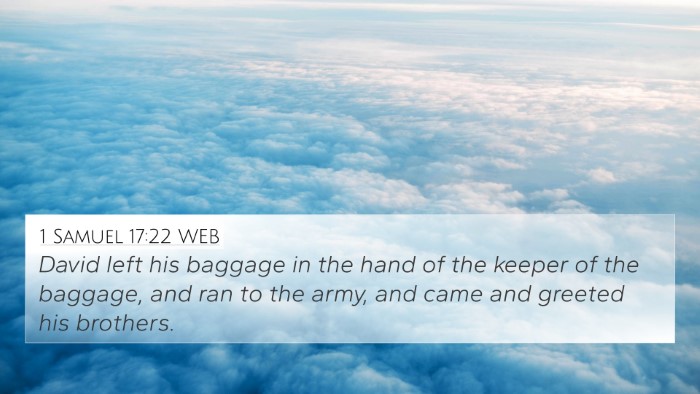 1 Samuel 17:22 WEB Bible Verse Image