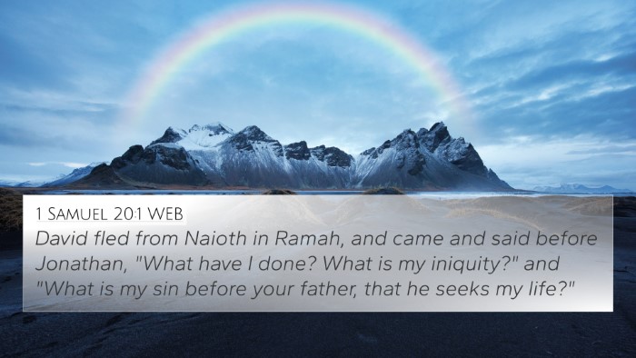 1 Samuel 20:1 WEB 4K Wallpaper - David fled from Naioth in Ramah, and came and - 4K Wallpaper Bible Verse