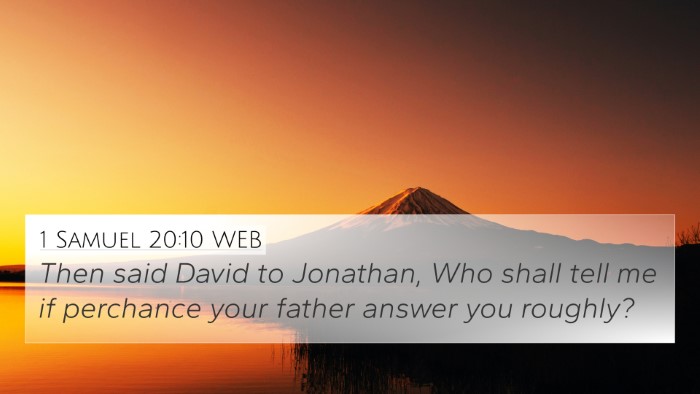 1 Samuel 20:10 WEB Bible Verse Image