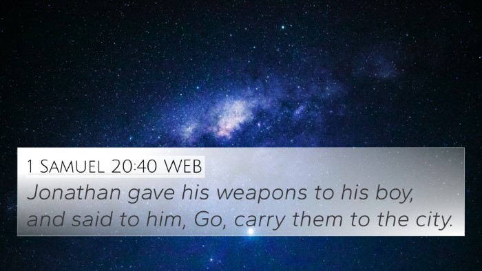 1 Samuel 20:40 WEB 4K Wallpaper - Jonathan gave his weapons to his boy, and said to - 4K Wallpaper Bible Verse