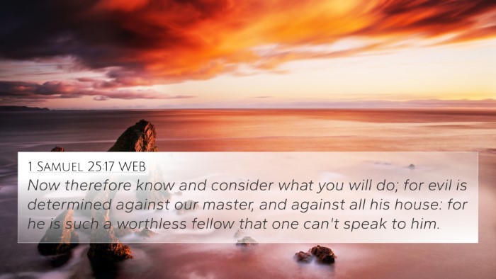 1 Samuel 25:17 WEB Bible Verse Image