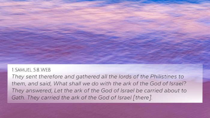 1 Samuel 5:8 WEB Bible Verse Image