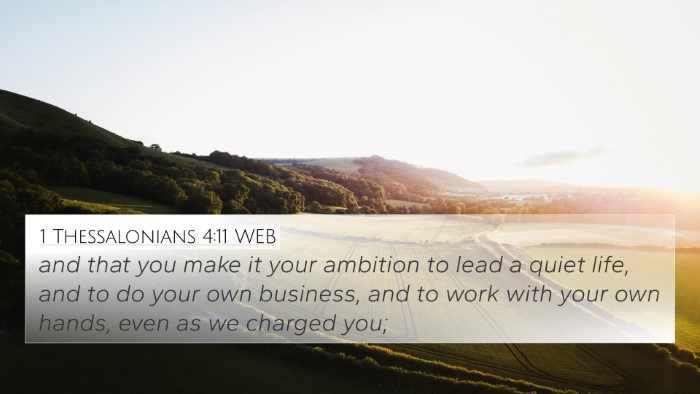 1 Thessalonians 4:11 WEB Bible Verse Image