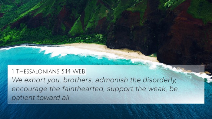 1 Thessalonians 5:14 WEB Bible Verse Image