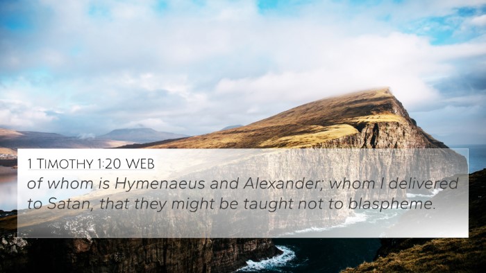 1 Timothy 1:20 WEB Bible Verse Image