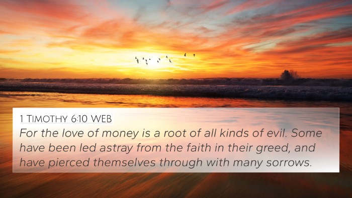 1 Timothy 6:10 WEB Bible Verse Image