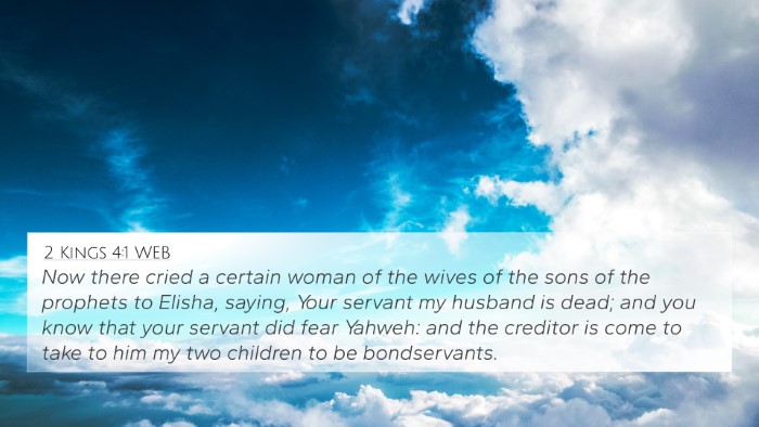 2 Kings 4:1 WEB Bible Verse Image