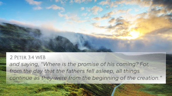 2 Peter 3:4 WEB Bible Verse Image