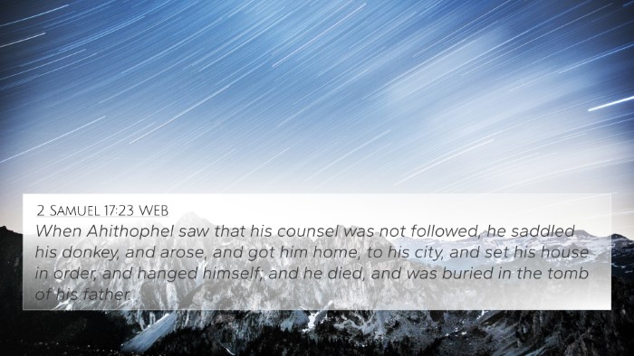 2 Samuel 17:23 WEB Bible Verse Image